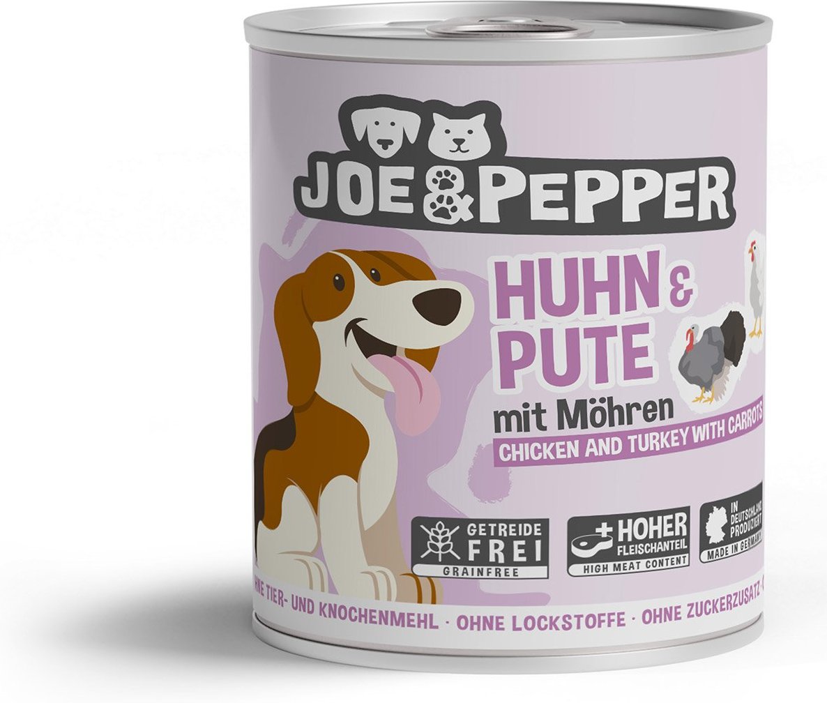 Joe & Pepper Dog Huhn & Pute mit Möhren 6x800g
