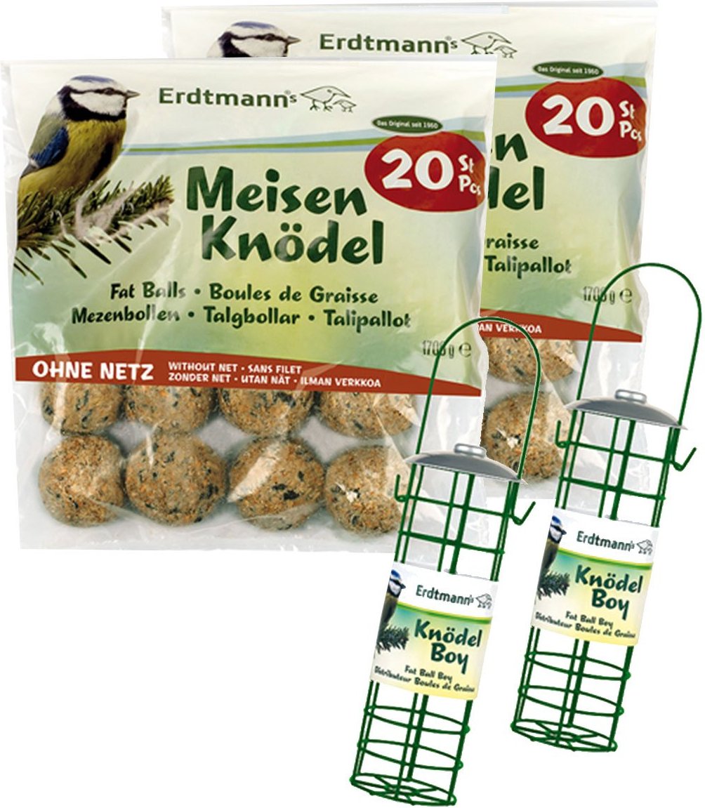 Erdtmann's 40 Meisenknödel ohne Netz + 2 Knödelboy Futterspender