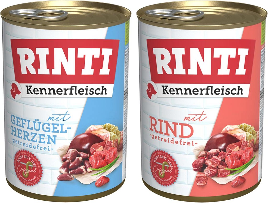 Rinti Kennerfleisch Mix Rind & Geflügelherzen 24x400g