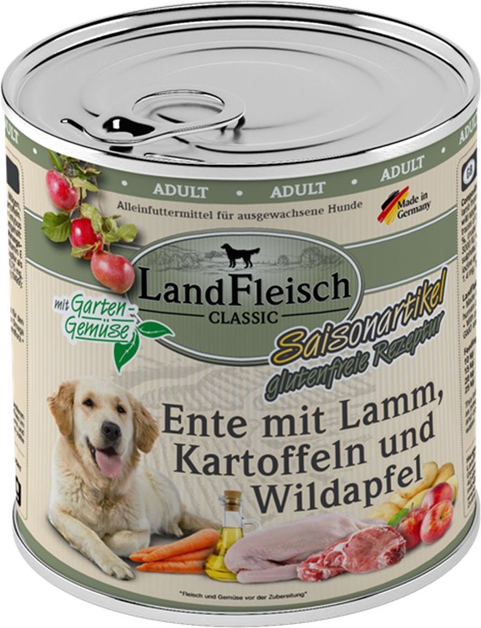LandFleisch Dog Classic Ente mit Lamm & Wildapfel 6x800g