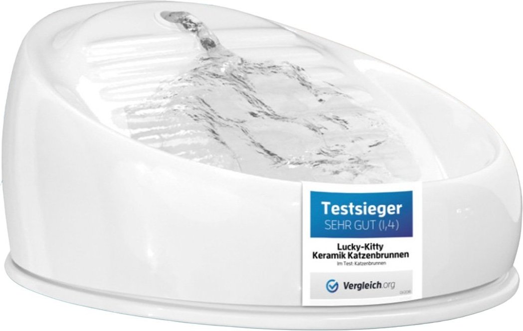 Lucky-Kitty Katzenbrunnen aus Keramik weiß