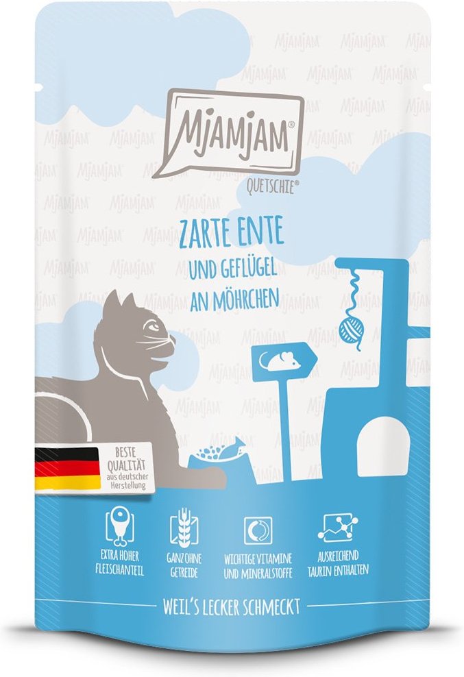 MjAMjAM Quetschie zarte Ente und Geflügel an leckeren Möhrchen 48x125g