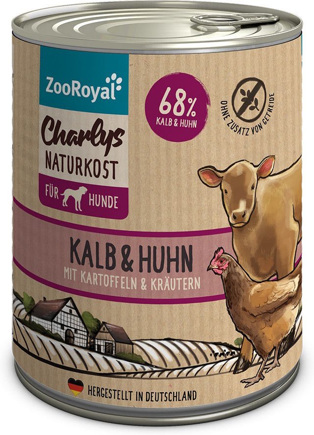 ZooRoyal Charlys Naturkost Kalb, Huhn, Kartoffeln & Kräuter 800g