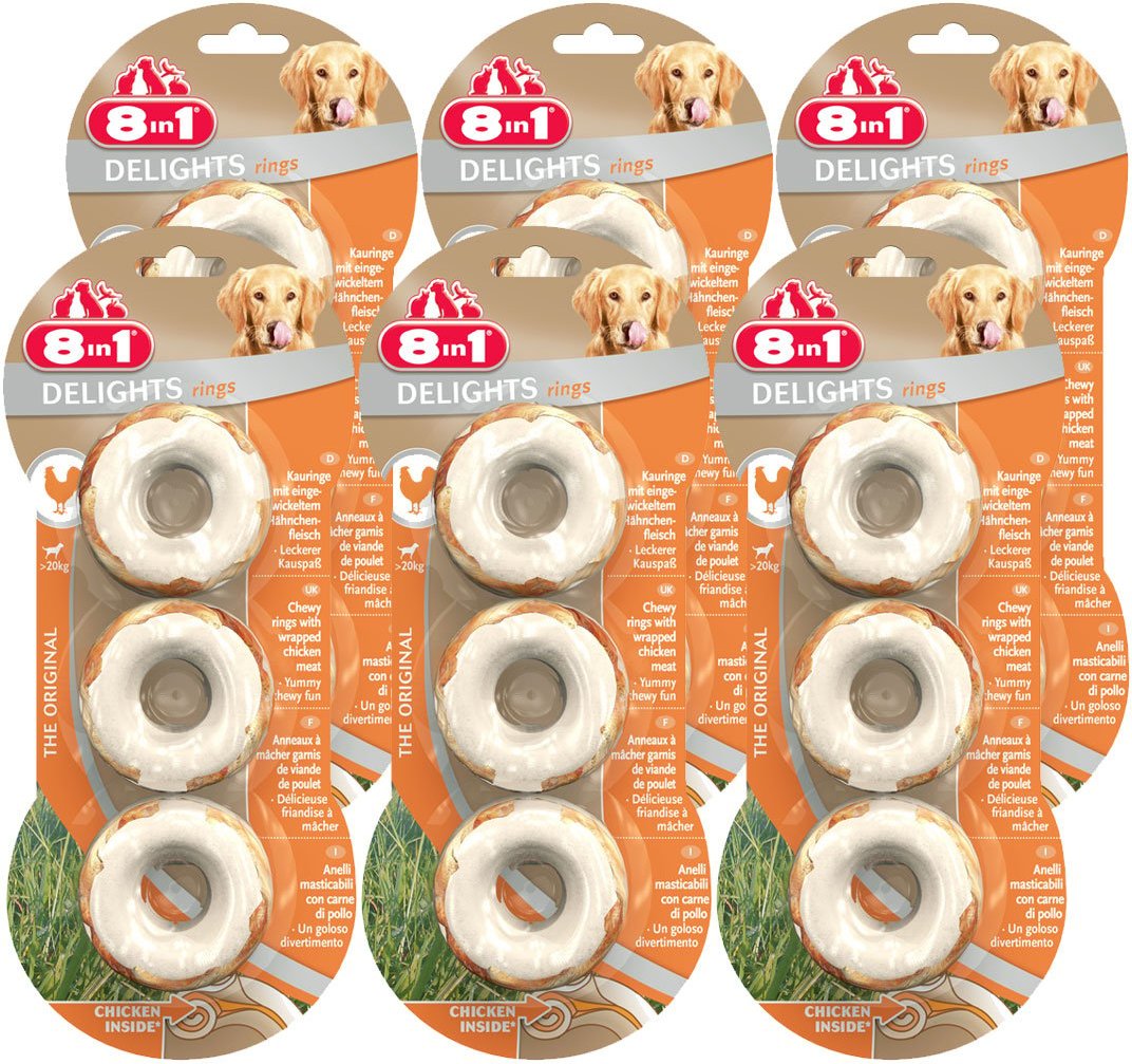 8in1 Hundesnacks Delights Kauringe 6x3 Stück