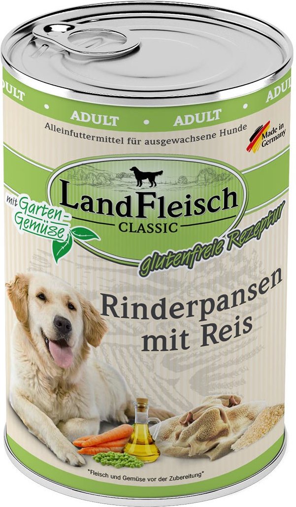 LandFleisch Dog Classic Rinderpansen mit Reis 6x400g