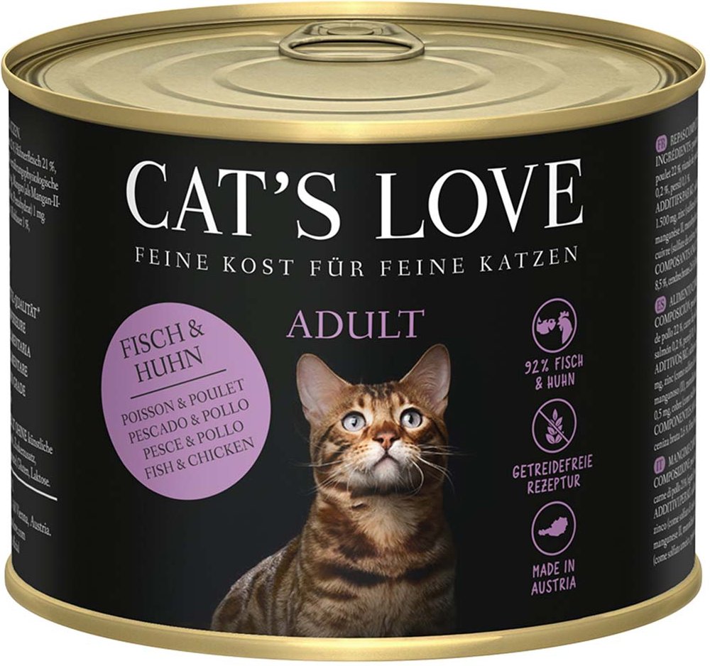 Cat's Love Nassfutter Fisch und Huhn mit Petersilie und Lachsöl 6x200g