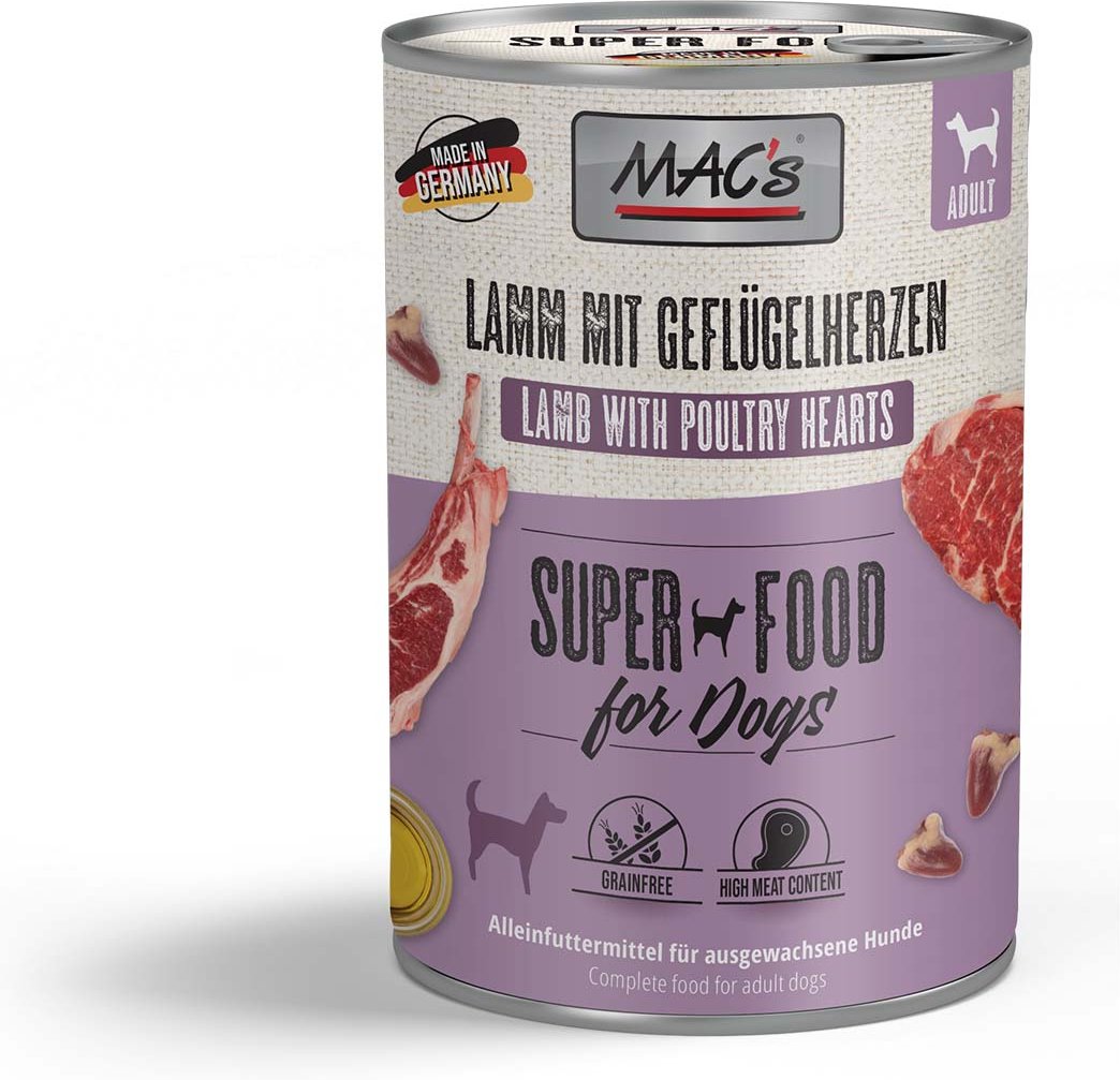 MAC's Dog Lamm mit Geflügelherzen 6x400g