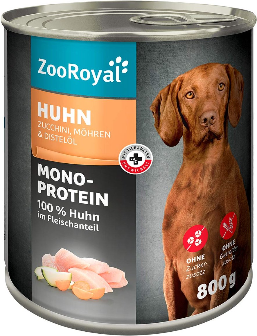 ZooRoyal Mono-Protein Huhn mit Zucchini Möhren & Distelöl 6x800g