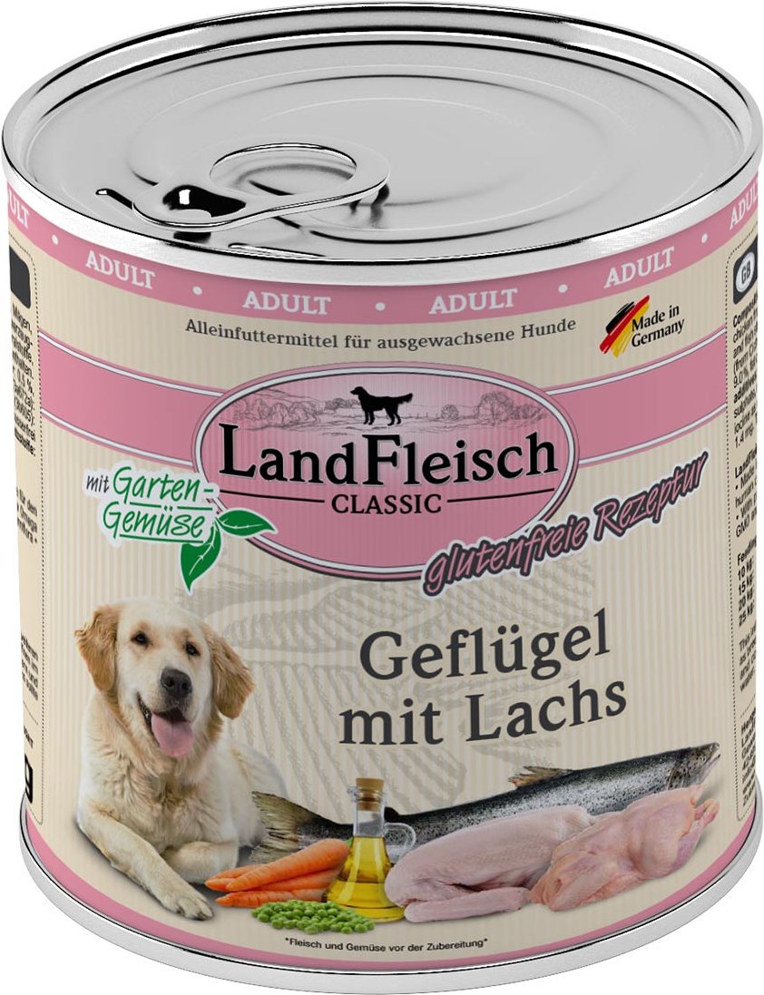 Thumbnail - LandFleisch Dog Classic Geflügel mit Lachs 6x800g