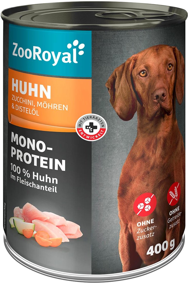 ZooRoyal Mono-Protein Huhn mit Zucchini Möhren & Distelöl 6x400g