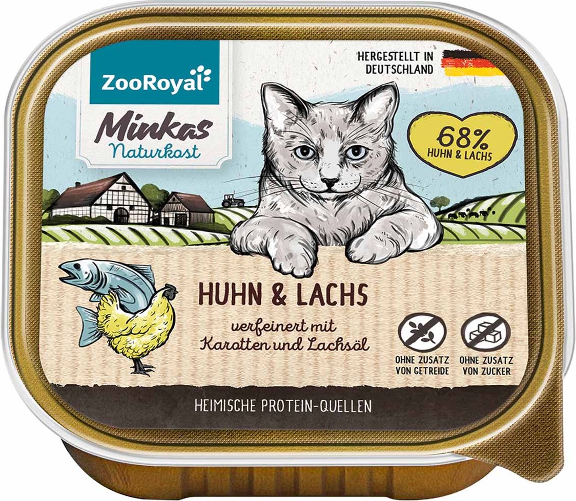 ZooRoyal Minkas Naturkost Huhn und Lachs mit Karotten 16x100g