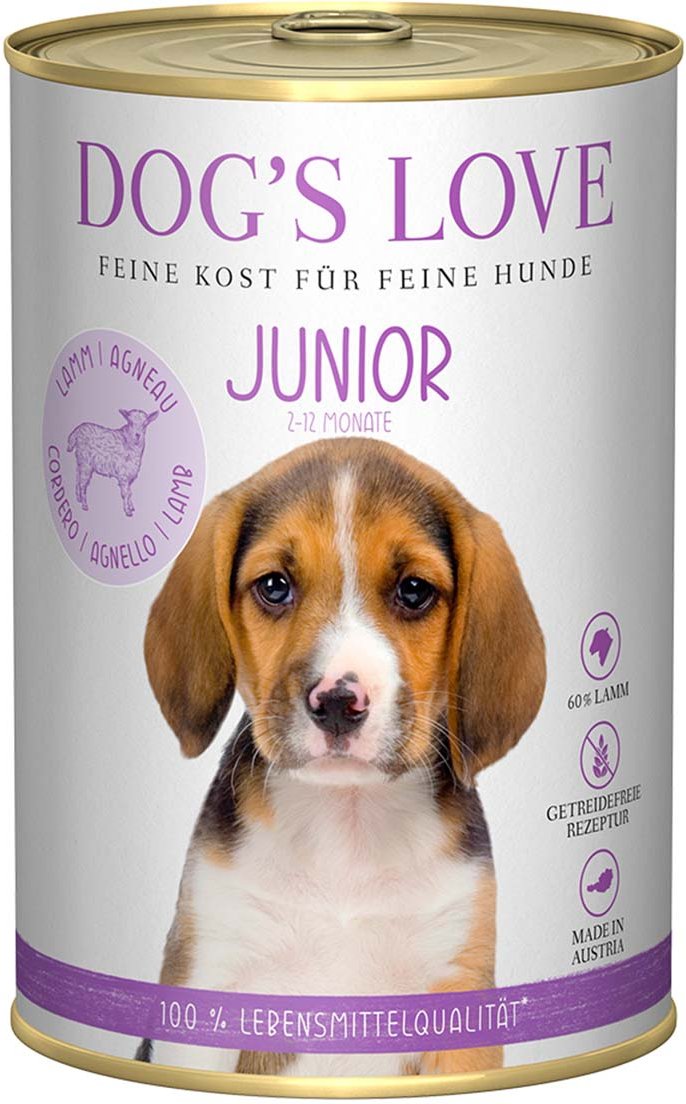 Dog's Love Junior Lamm mit Spinat und Kamille 6x400g