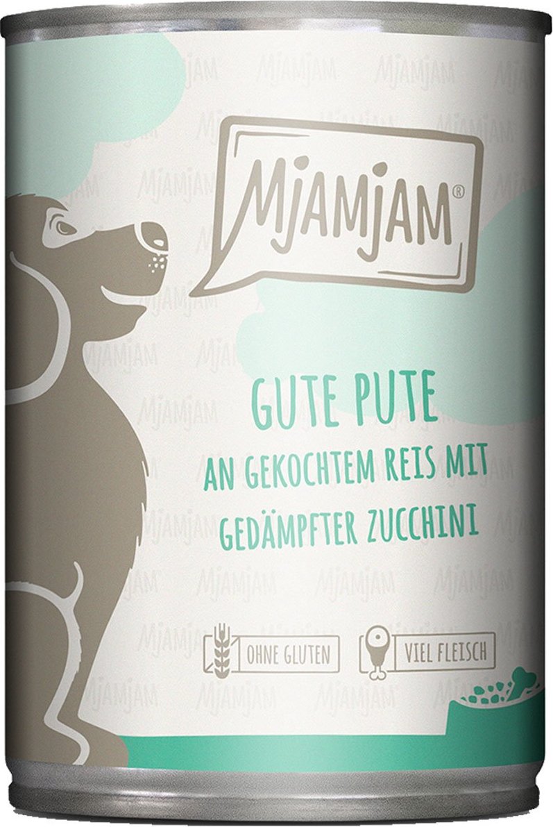 MjAMjAM gute Pute an gekochtem Reis mit gedämpfter Zucchini 6x400g