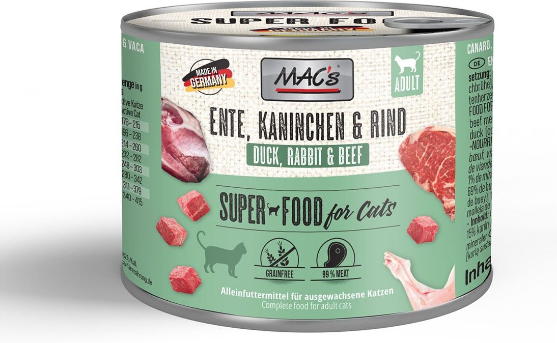 Thumbnail - MAC's Cat Fleischmenü Ente, Kaninchen und Rind 6x200g