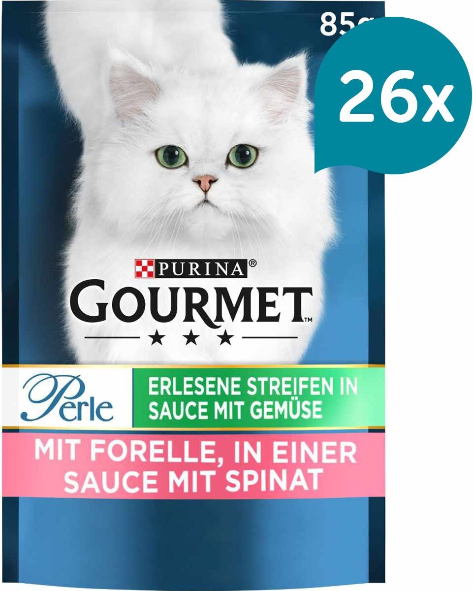 GOURMET Perle Erlesene Streifen in Sauce mit Forelle und Spinat 26x85g