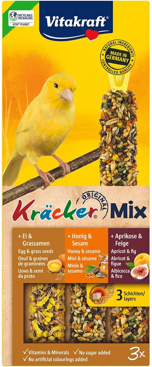 Vitakraft Kräcker Trio mit Ei, Frucht und Honig für Kanarienvögel 3 Stück
