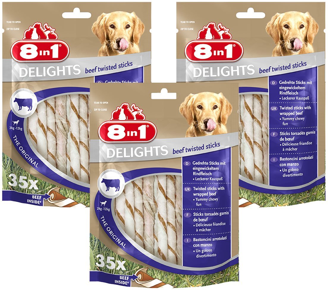 8in1 Hundesnack Delights Beef Twisted Sticks 105 Stück