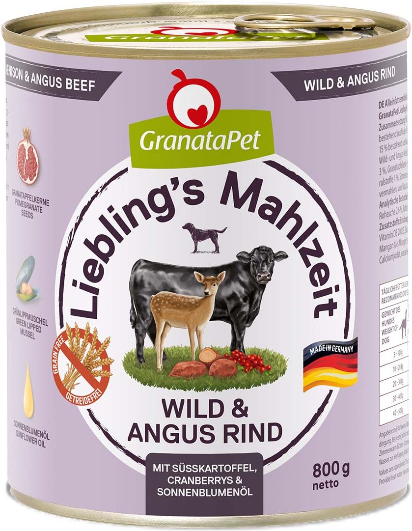 GranataPet Liebling's Mahlzeit Wild und Angus Rind 6x800g
