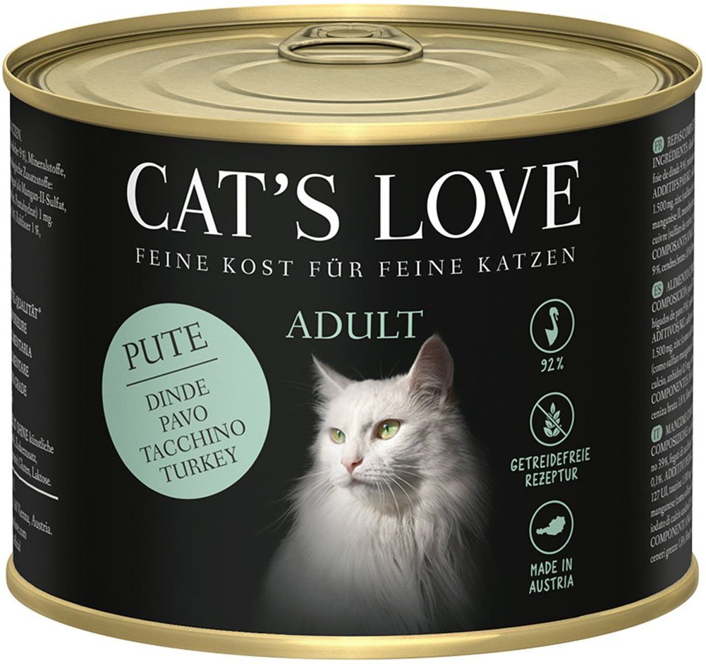Cat's Love Nassfutter Pute Pur mit Lachsöl und Katzengamander 6x200g