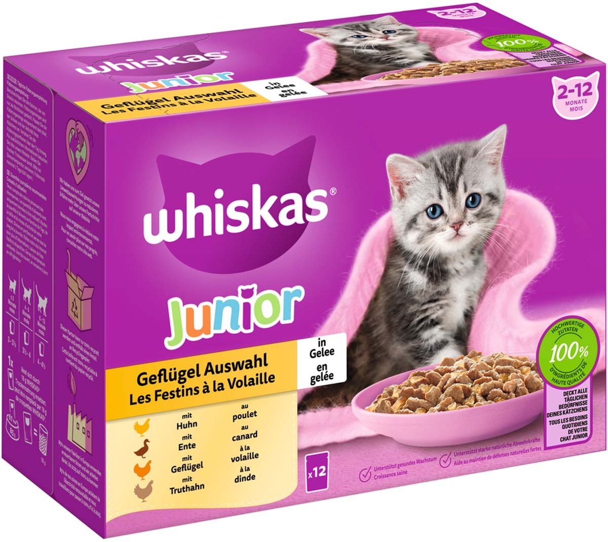 Whiskas Multipack Junior Geflügel Auswahl in Gelee 12x85g