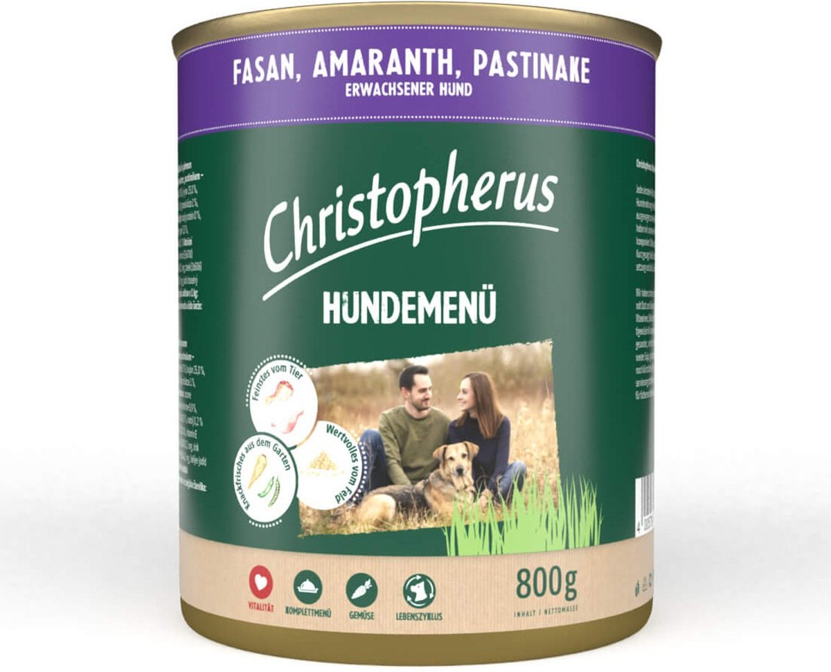 Christopherus Hundemenü mit Fasan, Amaranth und Pastinake 12x800g