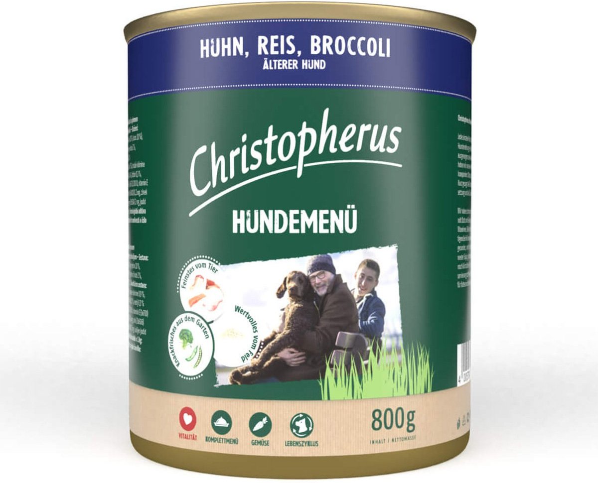 Christopherus Hundemenü Senior mit Huhn, Reis und Broccoli 6x800g