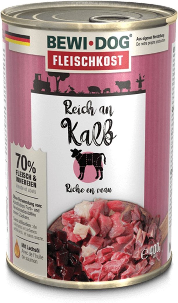Bewi Dog Fleischkost Reich an Kalb 6x400g