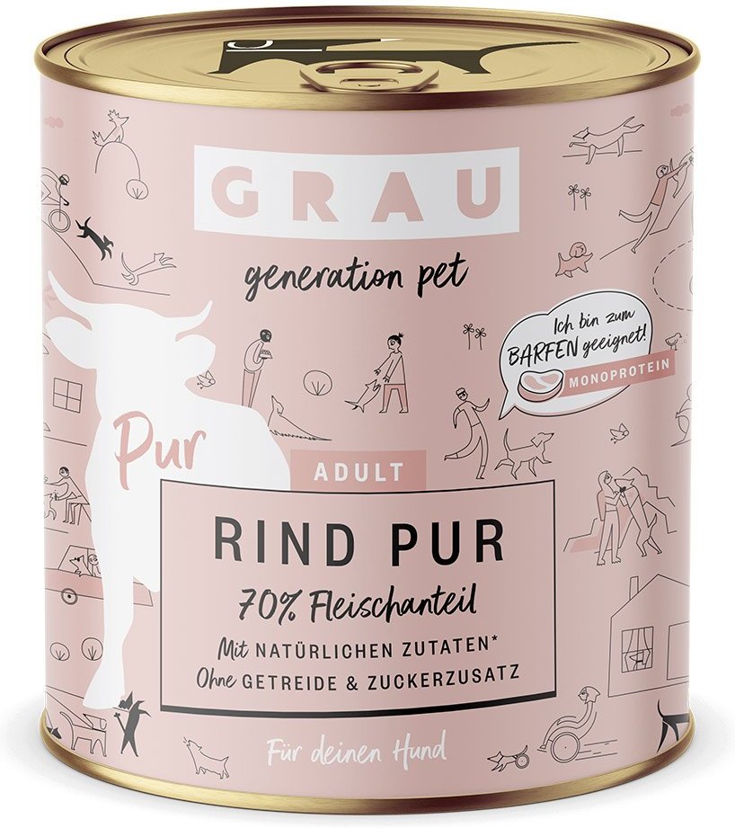 GRAU Hund Adult Rind Pur 6x800g