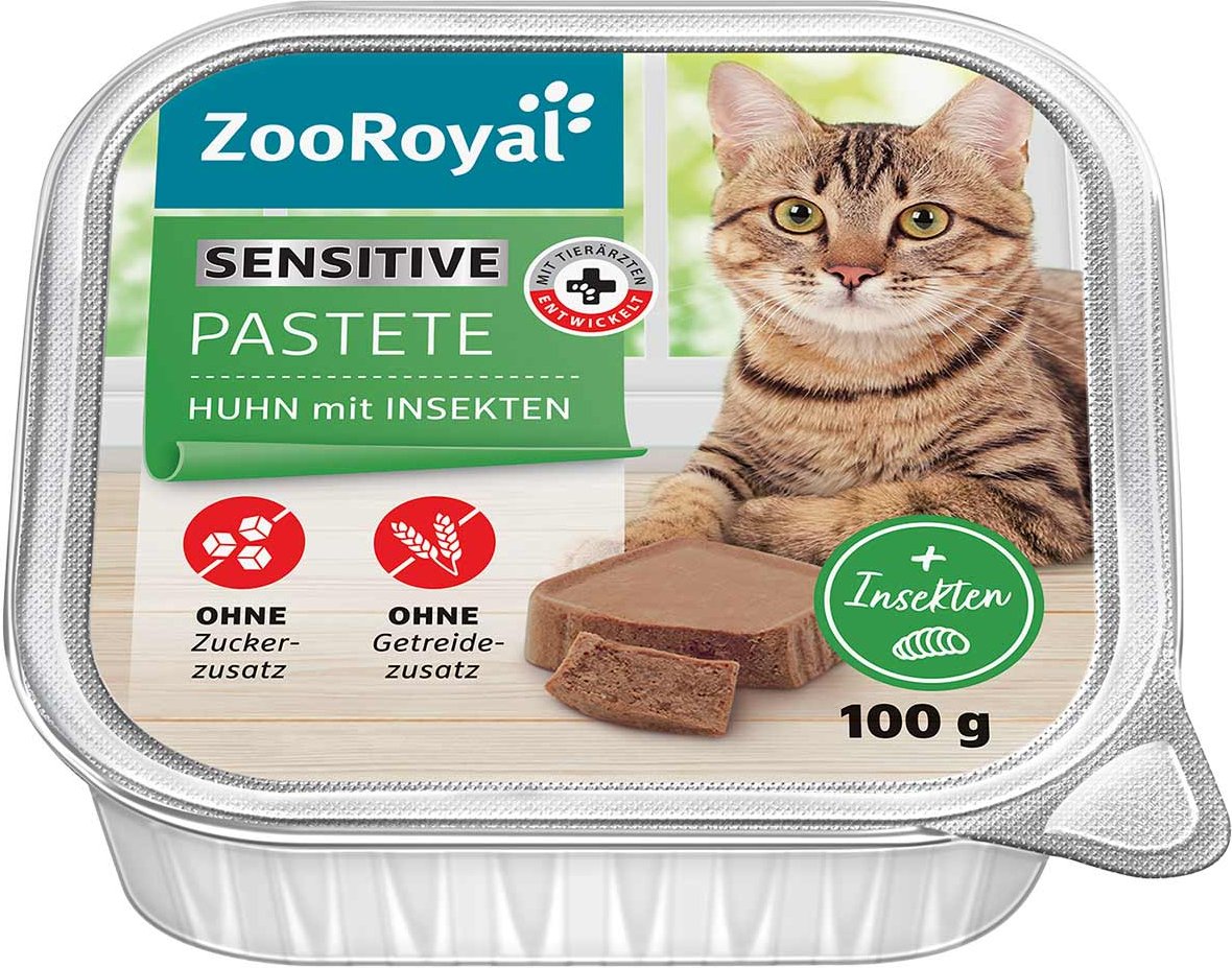ZooRoyal Pastete Sensitiv Huhn mit Insektenprotein 16 x 100 g