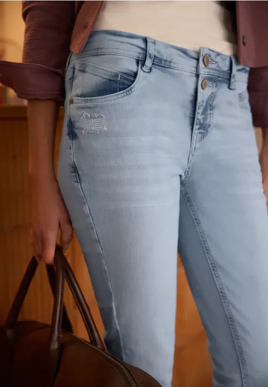 Mid Waist Slim Leg Jeans im Casual Fit