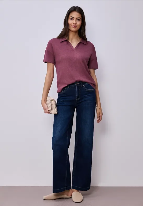 Street One Kurzarm Poloshirt in Unifarbe