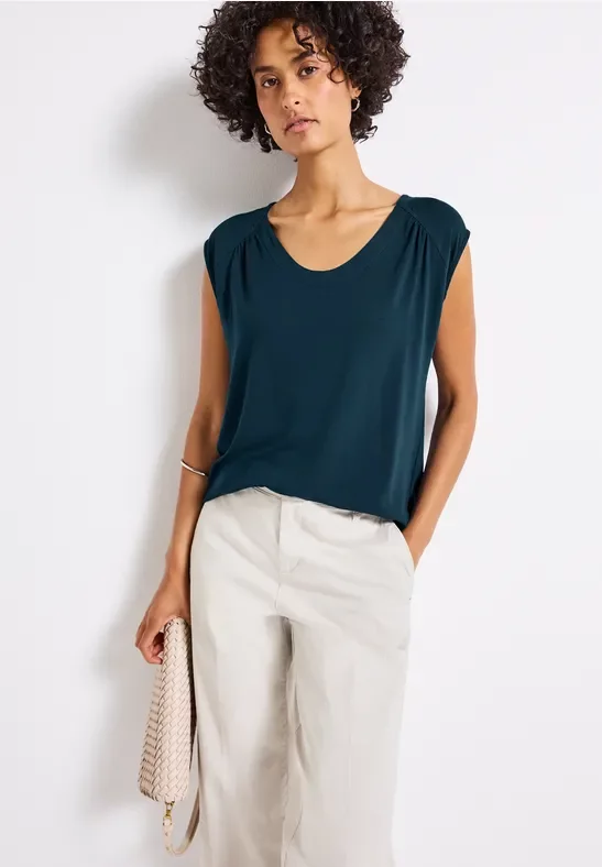 Jersey-Shirt mit Elastiksaum