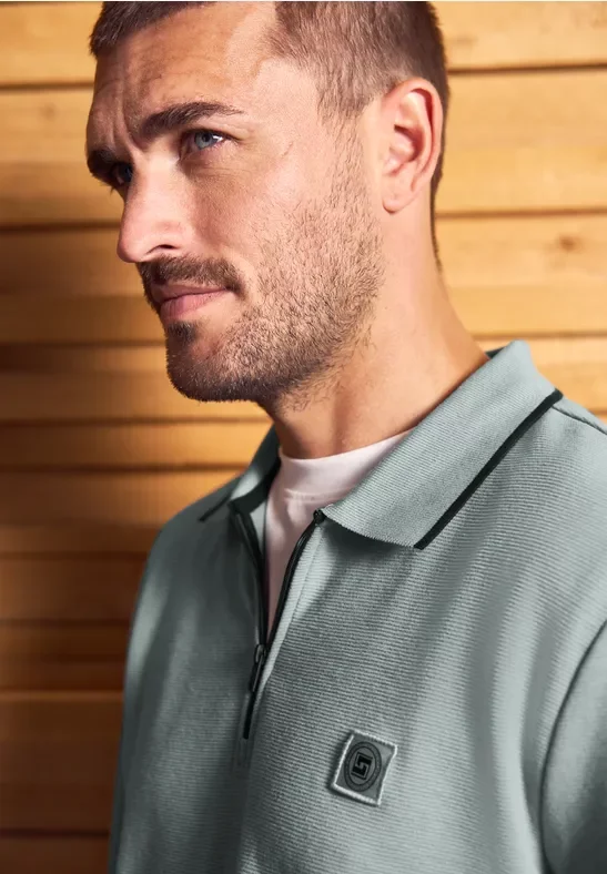 Ottoman Poloshirt mit Zipper