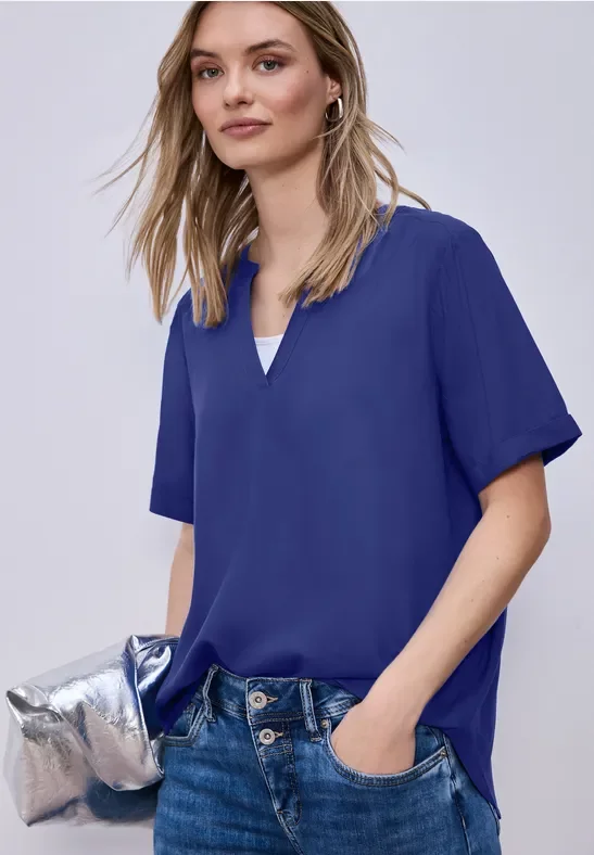 Street One Bluse mit Split Neck und Turn-Up