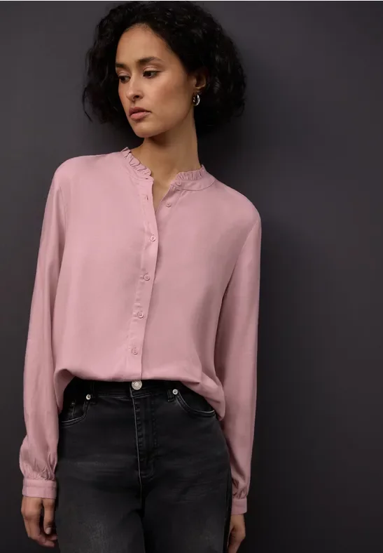 Melange Bluse mit Rüschen