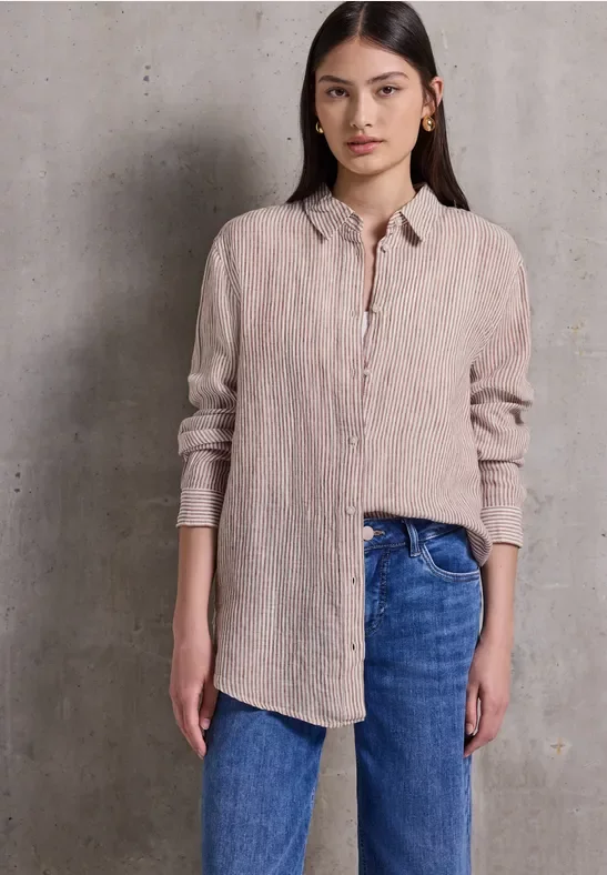 Gestreifte Leinen-Hemdbluse