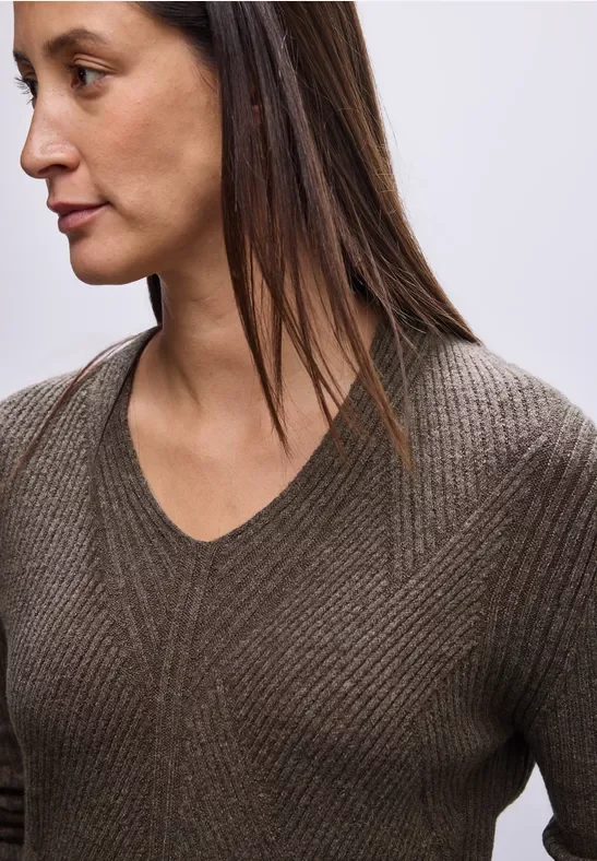 V-Neck Strukturpullover