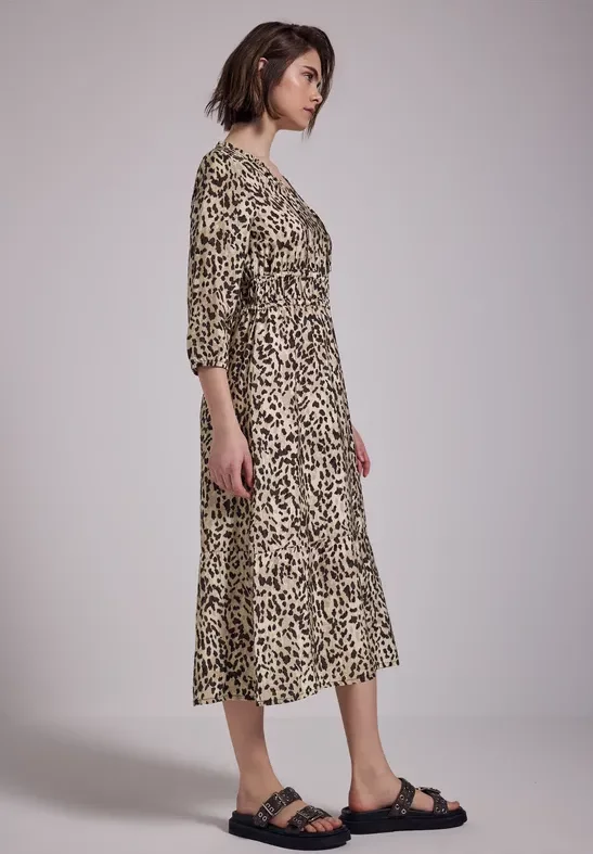 Midi-Kleid mit Leo-Print