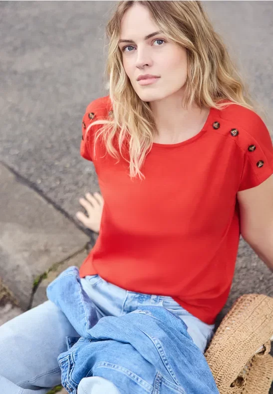 Street One Dropped Shoulder Shirt mit Knopfdetail