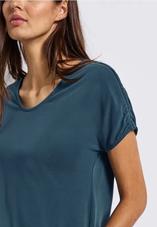 Silk-Look Shirt mit Raffung