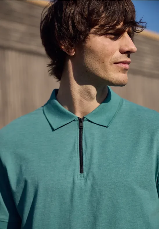 Street One Kurzarm Poloshirt im Melange-Look