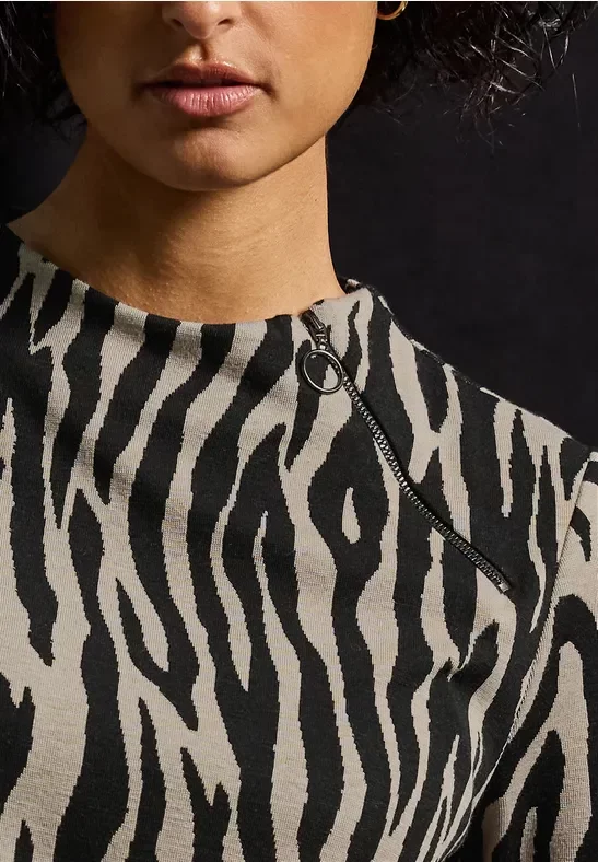 Jacquard Shirt mit Zipper