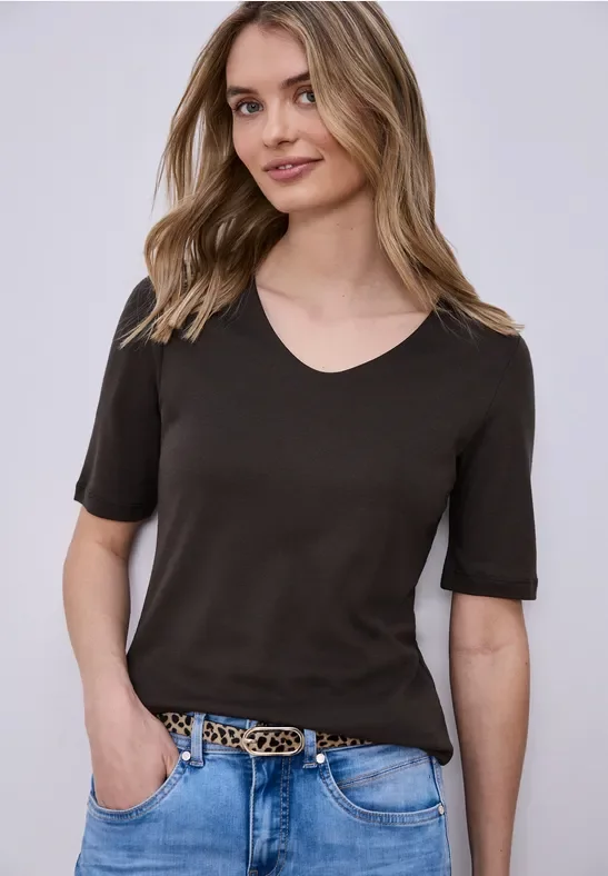 Street One Basic T-Shirt mit blickdichter Front