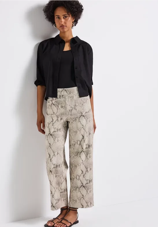 Gemusterte Straight Leg Hose