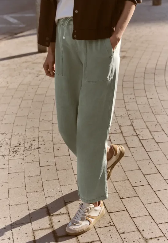 Mid Waist Straight Leg Hose im Loose Fit