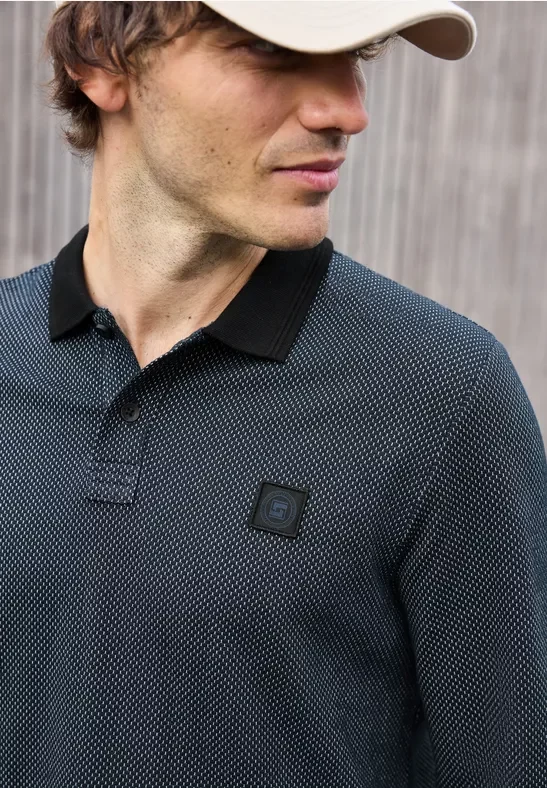 Thumbnail - Langarm Struktur Poloshirt