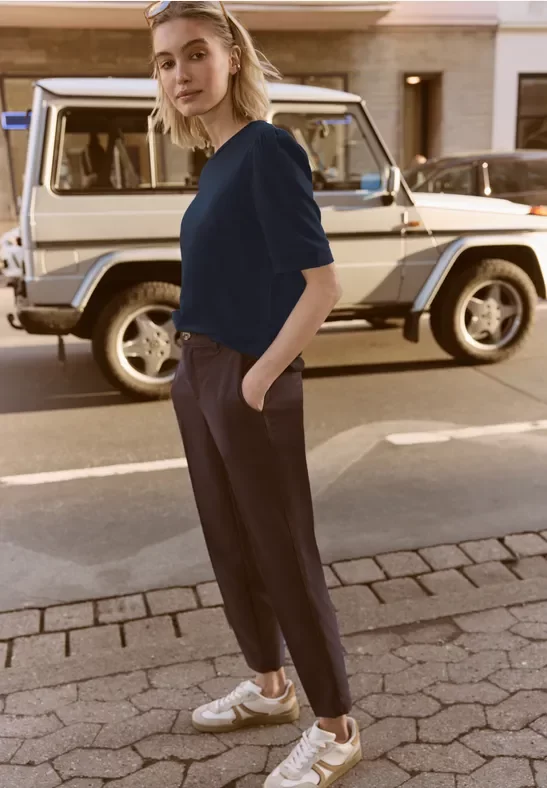 Street One T-Shirt mit Rundhals und Puffärmeln