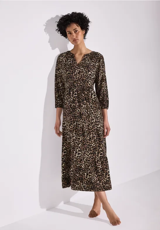 Volant-Kleid mit Leo-Muster