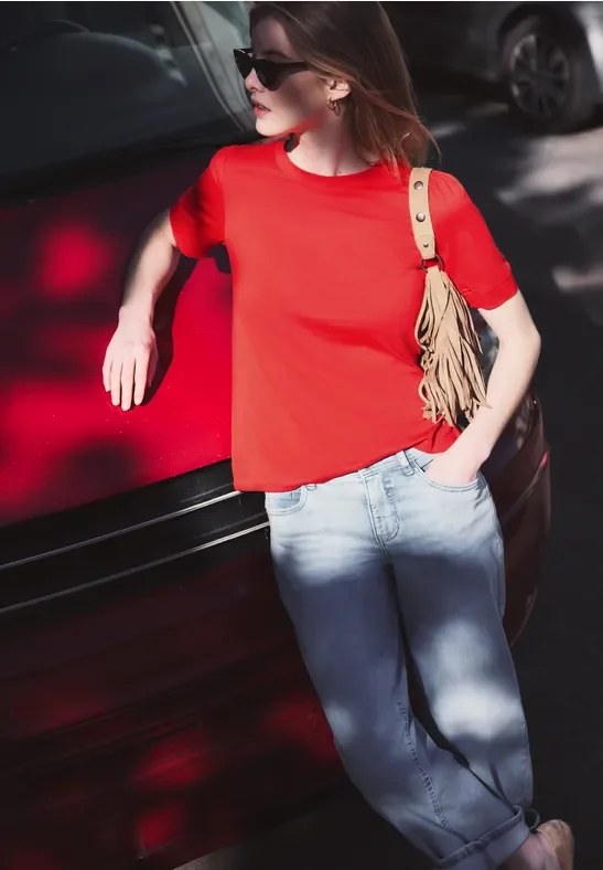 T-Shirt mit Rundhals und Puffärmeln