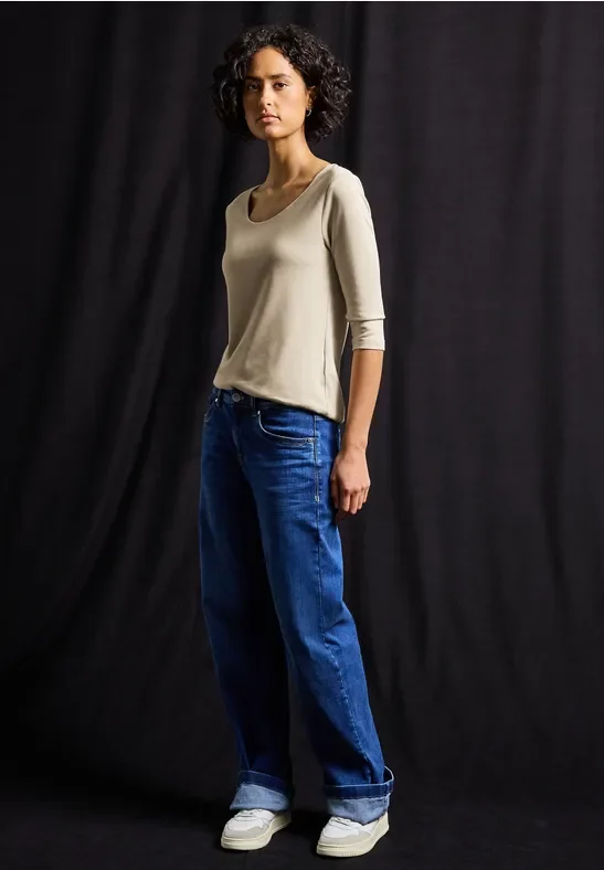 Basic T-Shirt mit 3/4 Arm